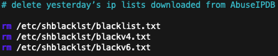 image of rm blacklist text files command