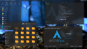 screenshot of an Arch Linux and KDE Plasma desktop.