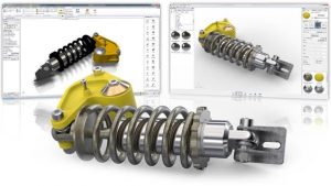 image of a photorealistic render of a shock absorber or spring